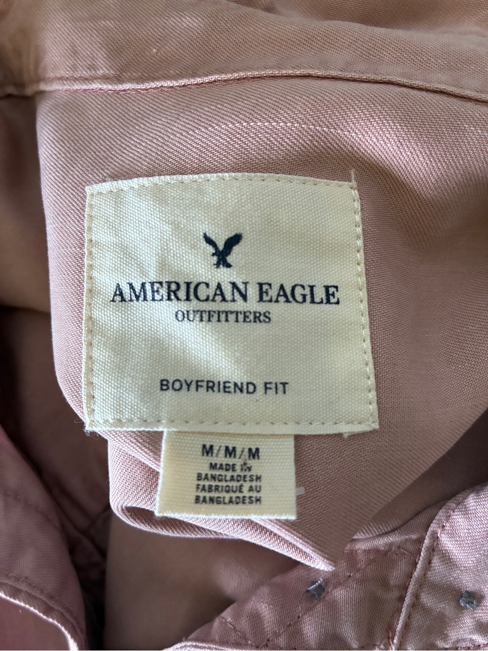 American Eagle Boyfriend Utility Washed Mauve Button Utility Cargo Shirt Sz M - Picture 9 of 10